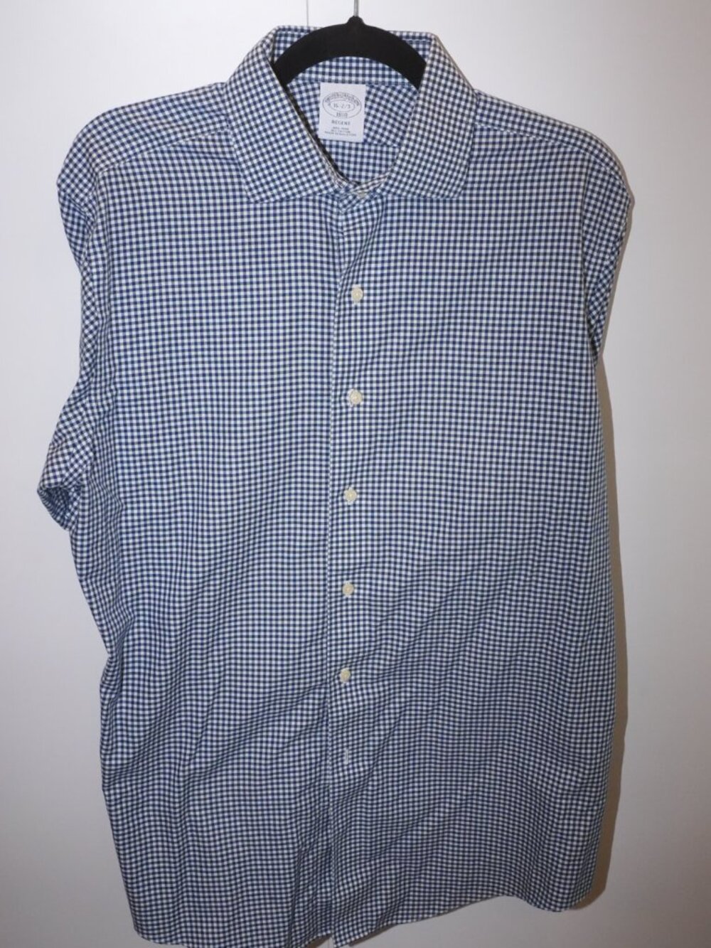 Brooks Brothers Regent Non-Iron Dress Shirt Blue Check 16-2/3